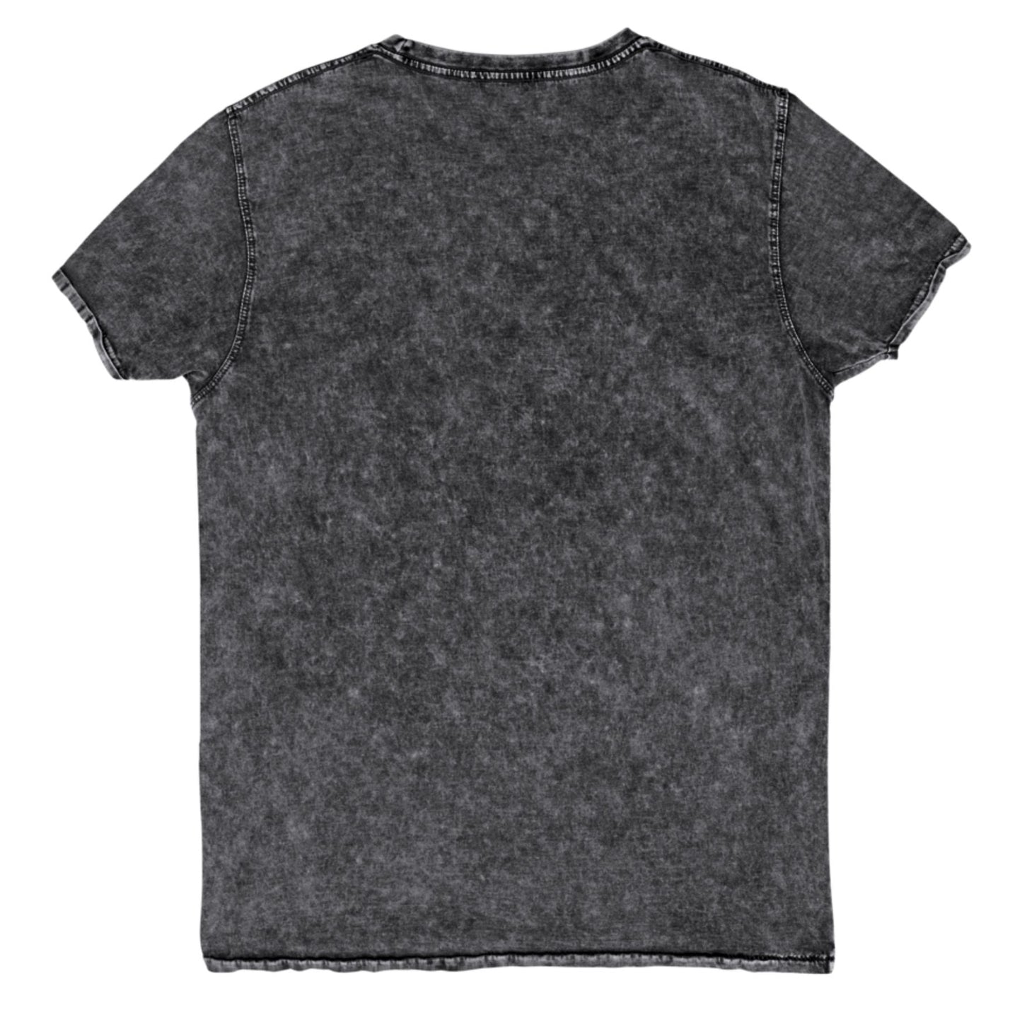 Black acid-wash t-shirt on a white background