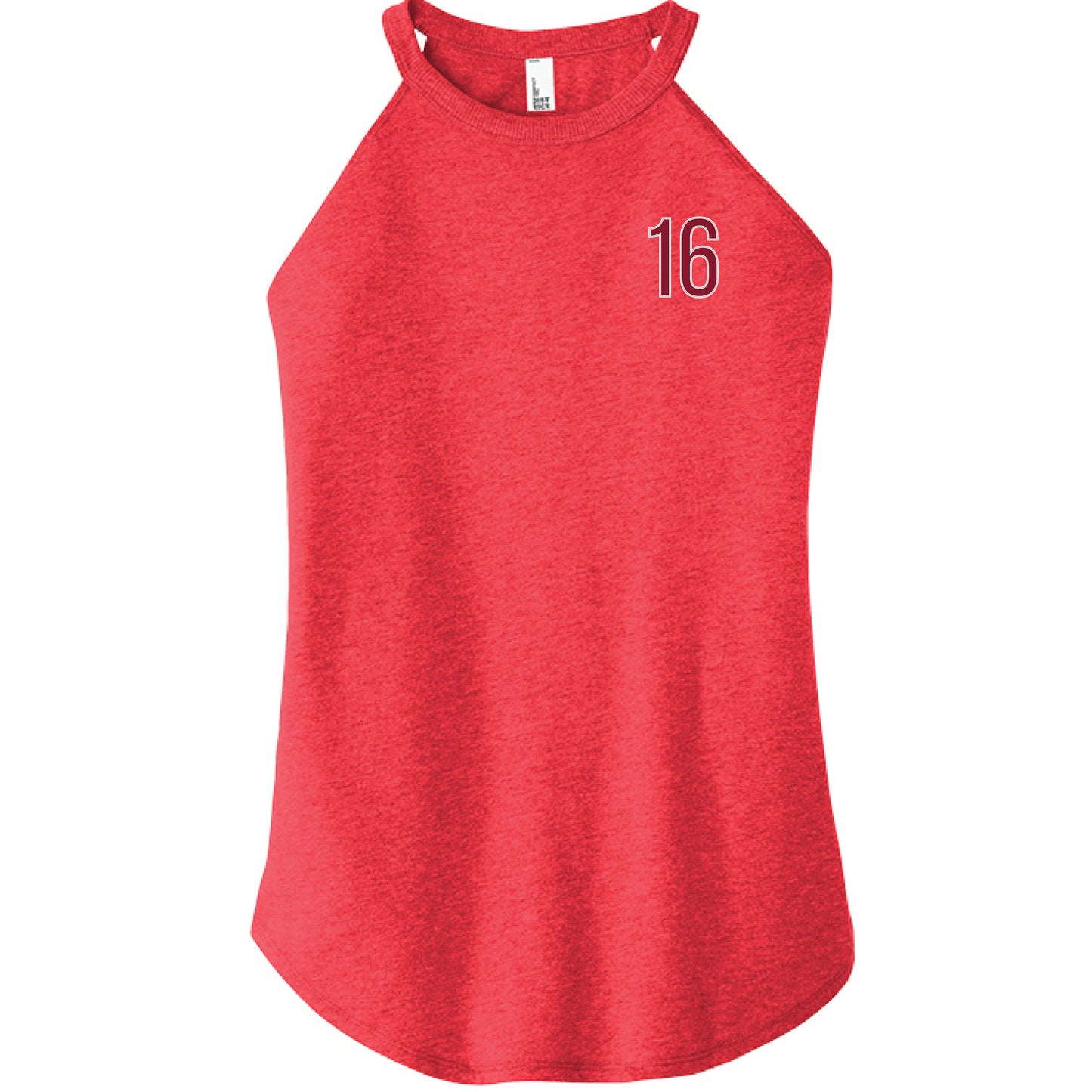 Red tank top with the number 16 on a white background