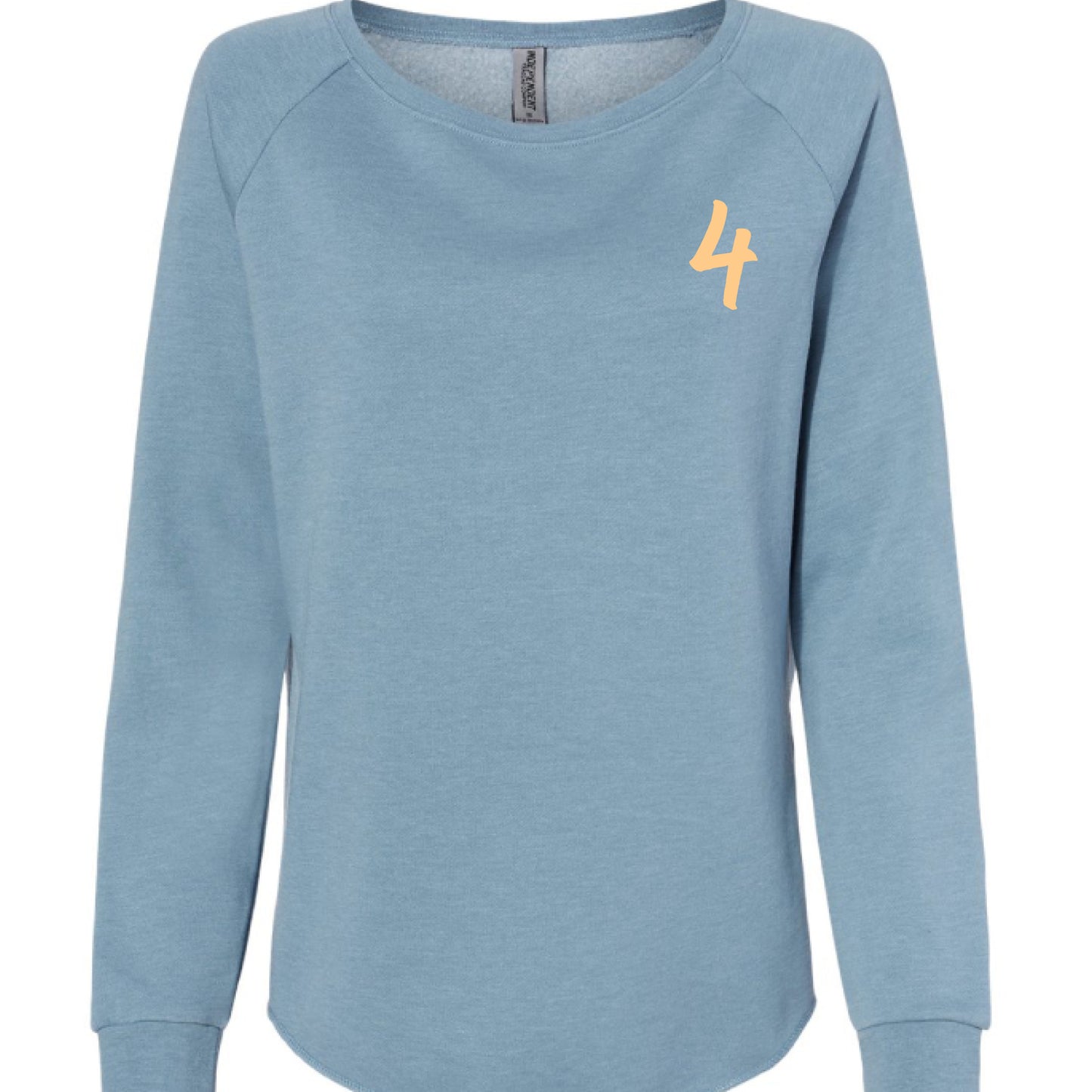 Light blue sweatshirt with a large 'P' logo on a white background
