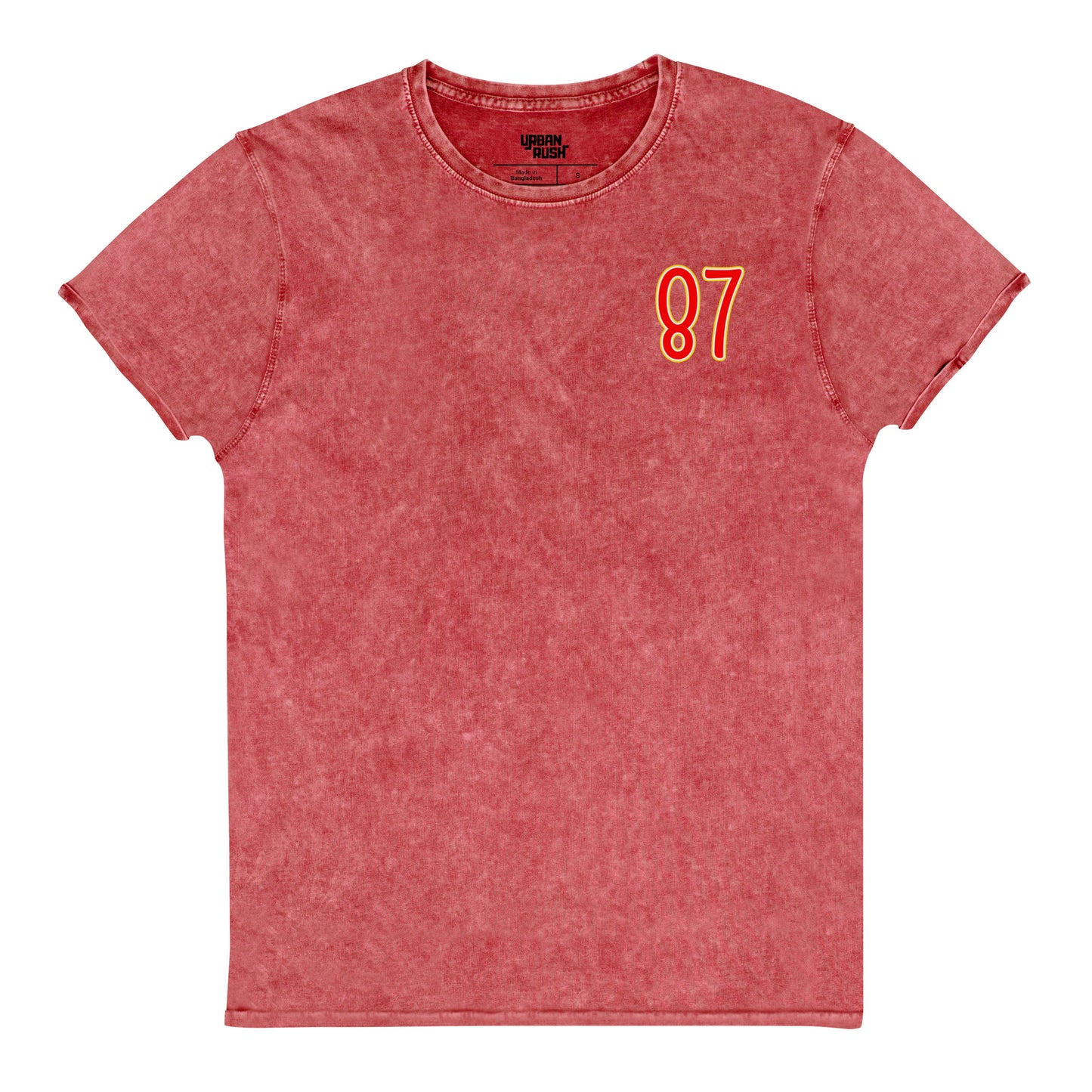 Red t-shirt with the number 87 on a white background