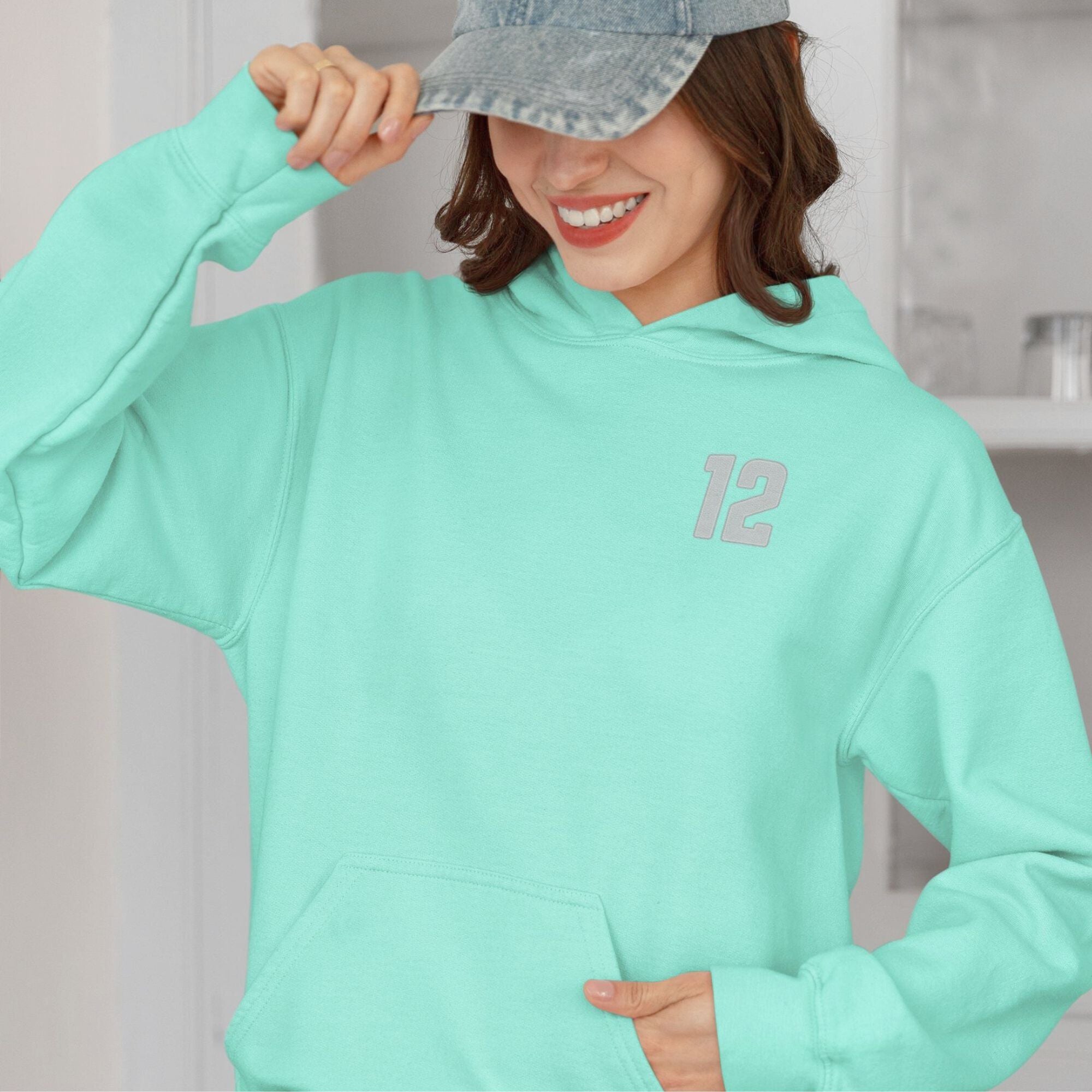 Boyfriend Fit Color Splash Hoodie - Mint