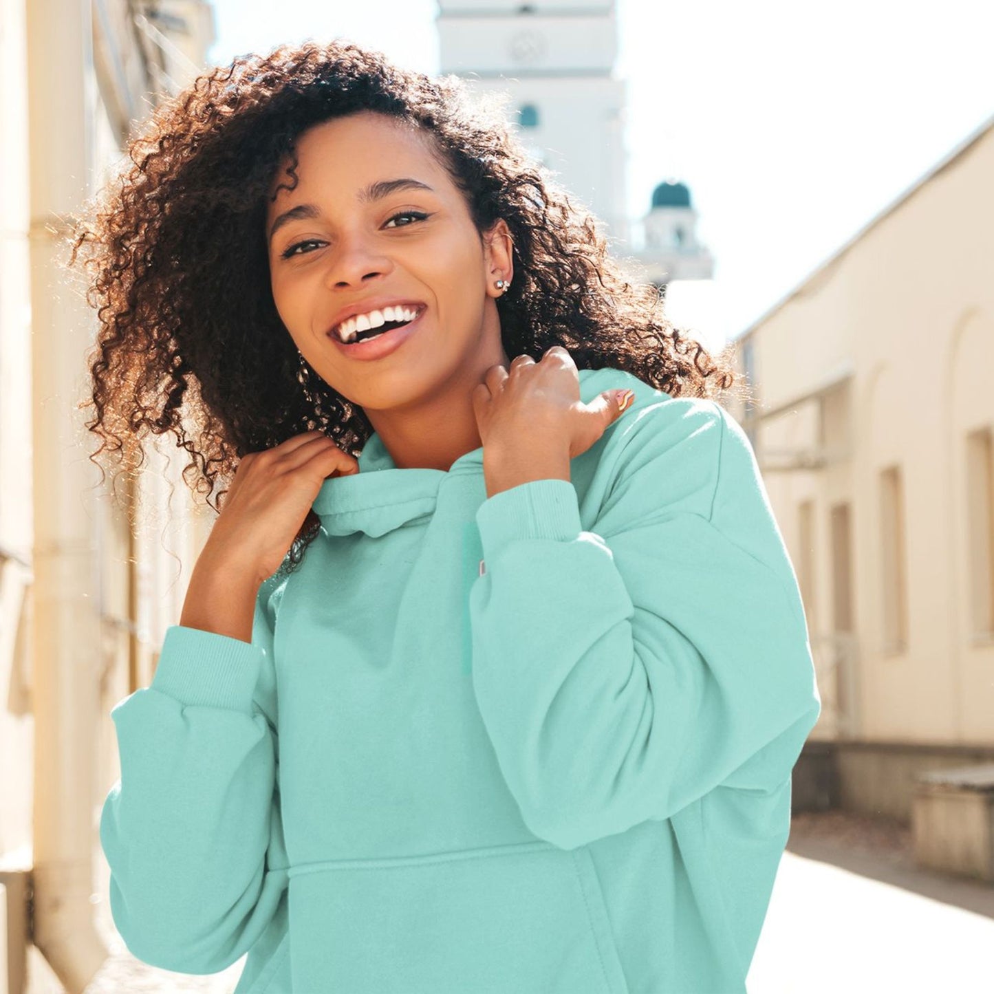 Boyfriend Fit Color Splash Hoodie - Mint