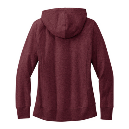 Maroon hoodie shown from the back on a white background