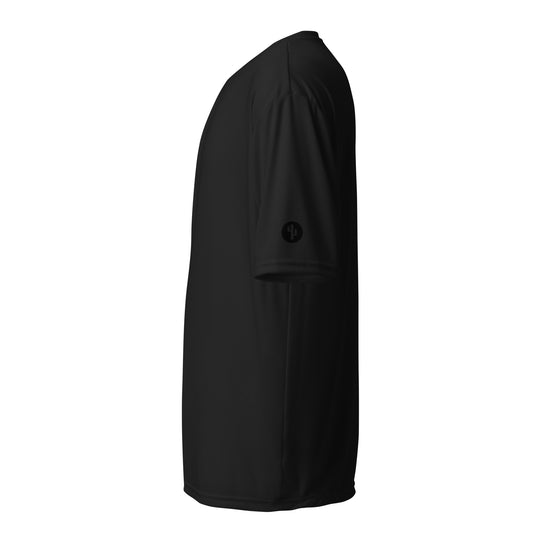 Black t-shirt on a white background