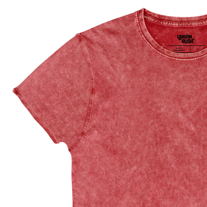 Red t-shirt with 'Urban Rush' label on a white background