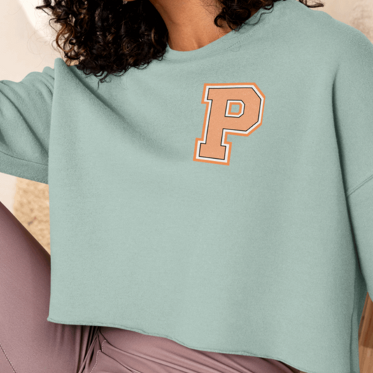 Collegiate Style Dusty Blue - Papaya Cropped Crew - Urban Rush Originals