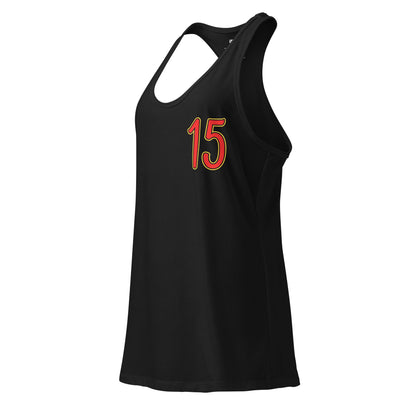 Black tank top with red number 15 on a white background